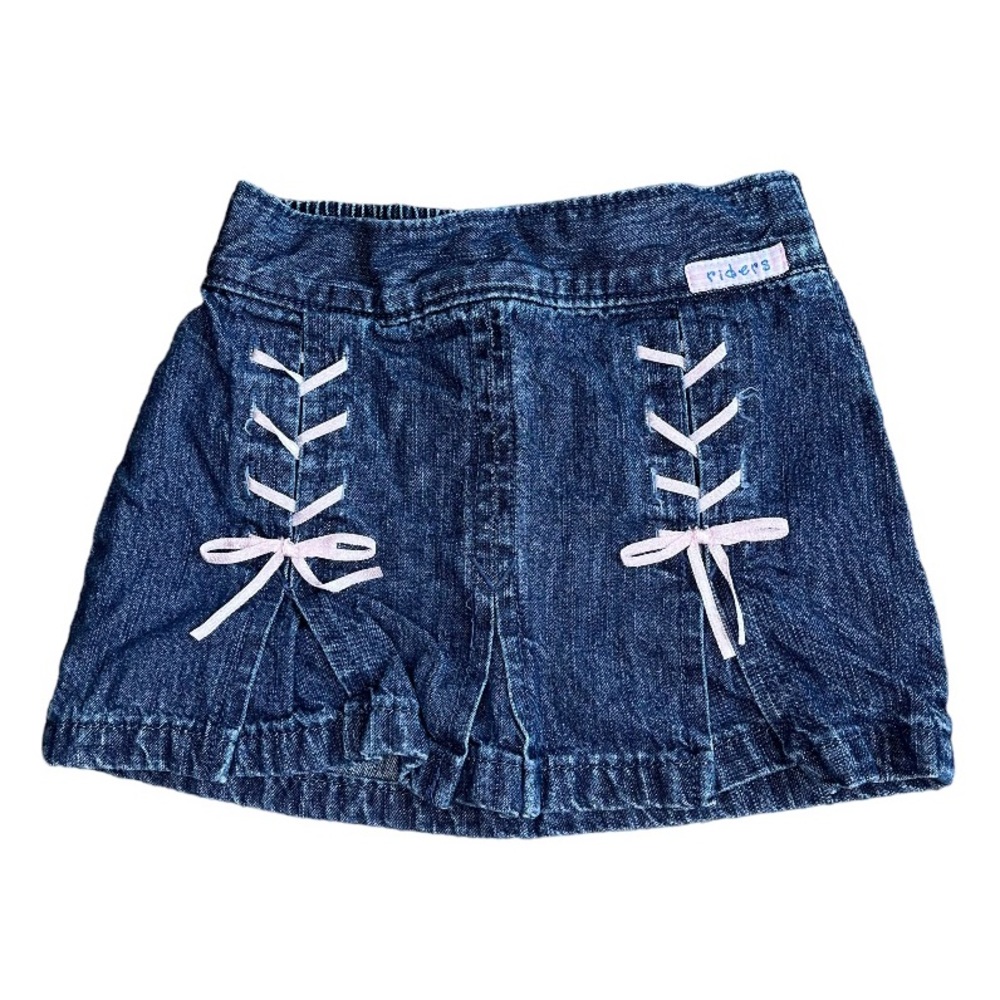 Vintage Lee Riders Infant Jean Skirt Pink Lace Size 6-9 Months Baby Denim